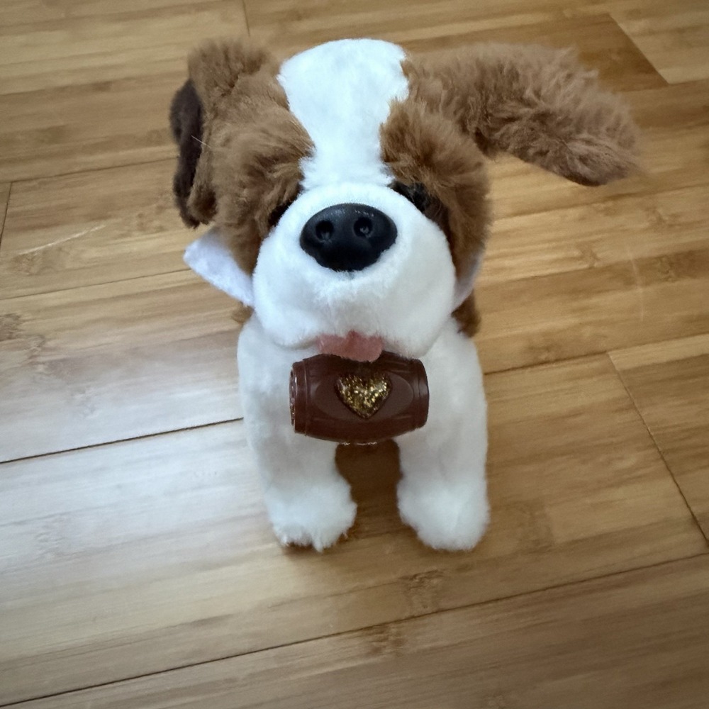 Elf Pets St Bernard Animated Plush Dog Reindeer‎ Heart Barrel Christmas Toy